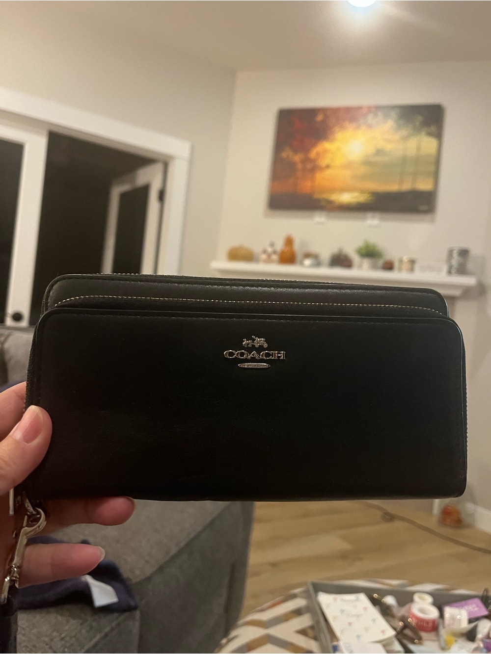 Coach Leather Double Zip Wallet/Wristlet